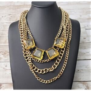 14th & Union Statement Necklace - Gold Tone Layered With Yellow Gems